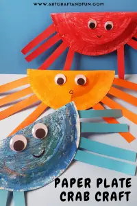 Paper plate crab craft pin