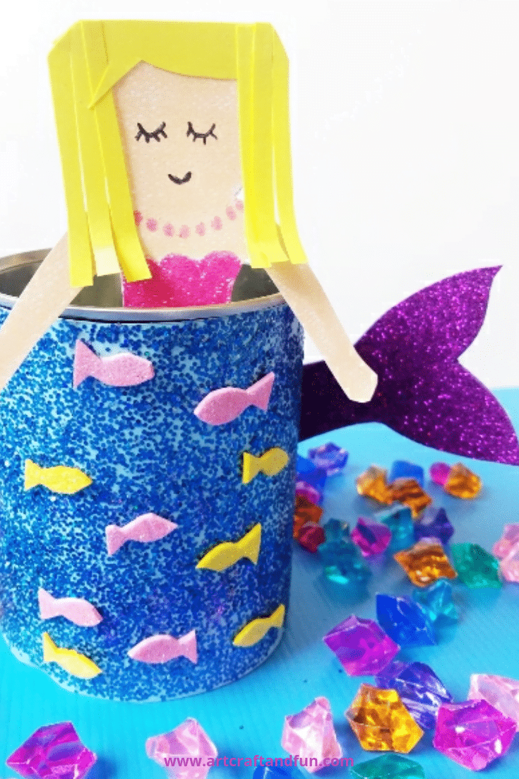Make this gorgeous Mermaid craft with your little ones for unlimited fun. #mermaidcrafts #oceancrafts #undertheseacrafts #toddlercrafts #backtoschoolcrafts #funcrafts #glittercrafts #diypencilholder #crafts #kidscrafts