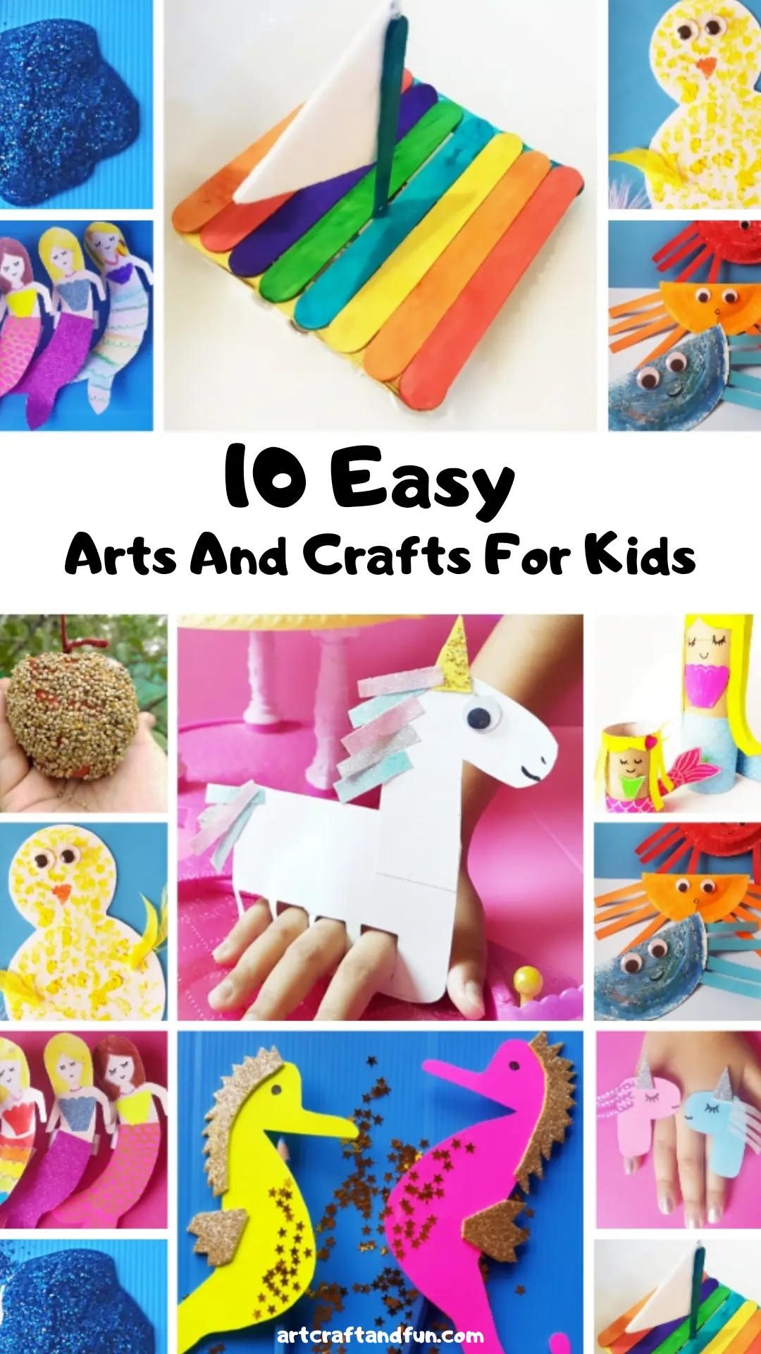 This list of 10 Easy Arts and Crafts to do at home with kids is just the thing you need to keep your kids entertained! Perfect for bored kids. All you need is some simple craft materials already lying around the house! #kidscrafts #easycrafts #funcrafts