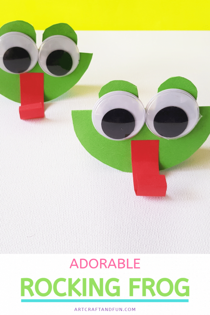 This adorable Rocking Frog Craft is perfect for Preschoolers and Toddlers. Even older kids love making it and playing with it! #frogcraft #paperfrogcraft #papercraft #frogcraftforpreschool
