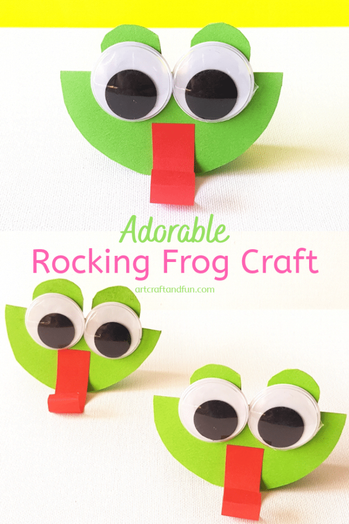 This adorable Rocking Frog Craft is perfect for Preschoolers and Toddlers. Even older kids love making it and playing with it! #frogcraft #paperfrogcraft #papercraft #frogcraftforpreschool