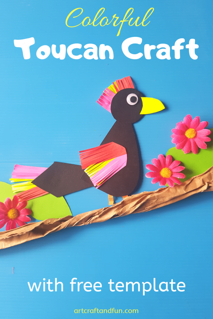 This Colorful Toucan Craft is perfect as a fun activity with Rainforest Unit. It comes with a FREE PRINTABLE Toucan Template. #rainforestcraft #rainforestactivity #rainforestbirdcraft #birdcraft #toucancraft