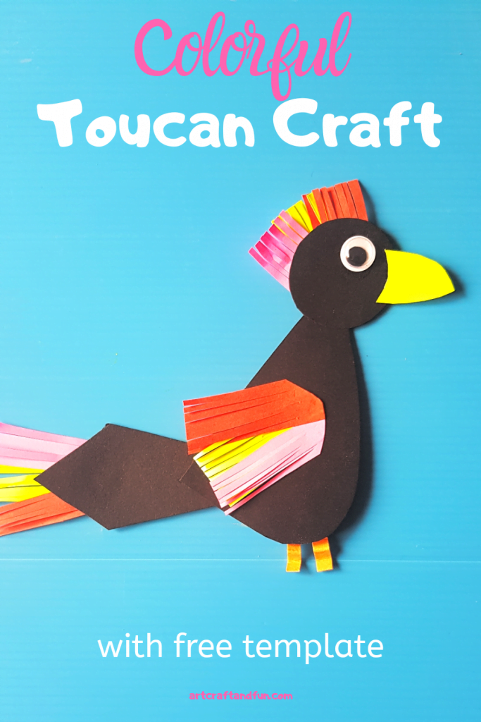 This Colorful Toucan Craft is perfect as a fun activity with Rainforest Unit. It comes with a FREE PRINTABLE Toucan Template. #rainforestcraft #rainforestactivity #rainforestbirdcraft #birdcraft #toucancraft 