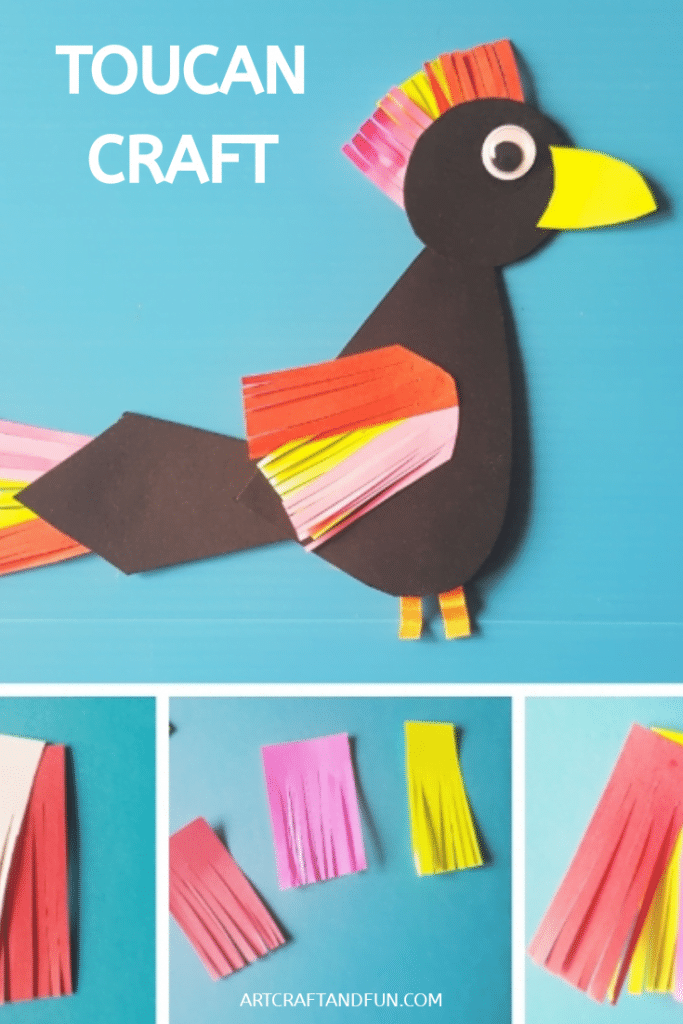 This Colorful Toucan Craft is perfect as a fun activity with Rainforest Unit. It comes with a FREE PRINTABLE Toucan Template. #rainforestcraft #rainforestactivity #rainforestbirdcraft #birdcraft #toucancraft 