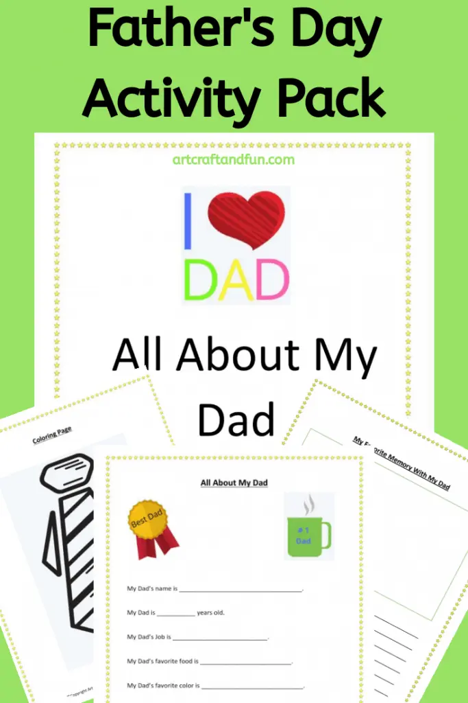 Get this amazing All About My Dad Free Printable Pack today! It comes with three fun activity sheets. Perfect for Father's Day! #allaboutmydad #freeprintable #Fathersday #fathersdayactivity