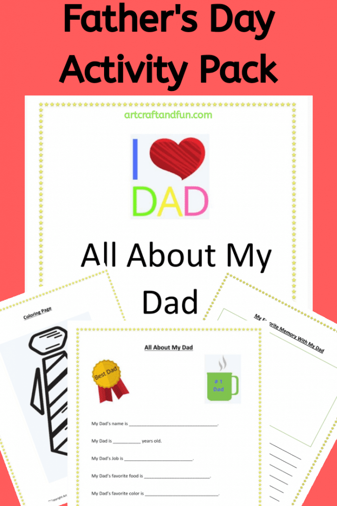 Get this amazing All About My Dad Free Printable Pack today! It comes with three fun activity sheets. Perfect for Father's Day! #allaboutmydad #freeprintable #Fathersday #fathersdayactivity