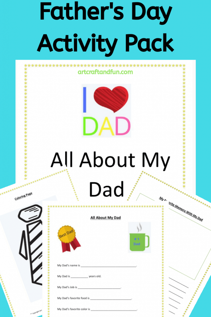 Get this amazing All About My Dad Free Printable Pack today! It comes with three fun activity sheets. Perfect for Father's Day! #allaboutmydad #freeprintable #Fathersday #fathersdayactivity