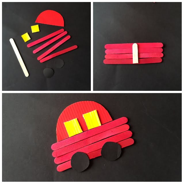 Make this adorable Car Craft For Preschoolers with your kids today. It's a super easy transport craft for preschoolers perfect for pretend play as well. #transportcraft #transportcraftforpreschoolers #transportaioncraftforpreschoolers #carcraft #carcraftusingpopsiclesticks
