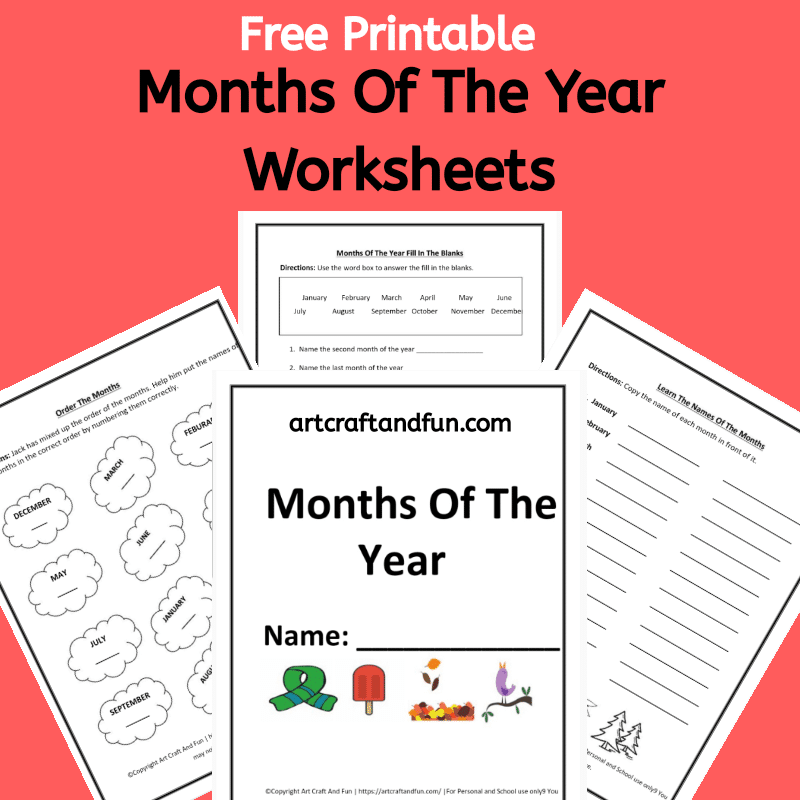 Grab this set of Free Printable Months Of The Year Worksheets today! This fun and easy worksheets set is perfect for introducing the names and order of the months of the year! #freeprintbleworksheets #freeprintablemonthsoftheyearworksheets #monthsoftheyearworksheets