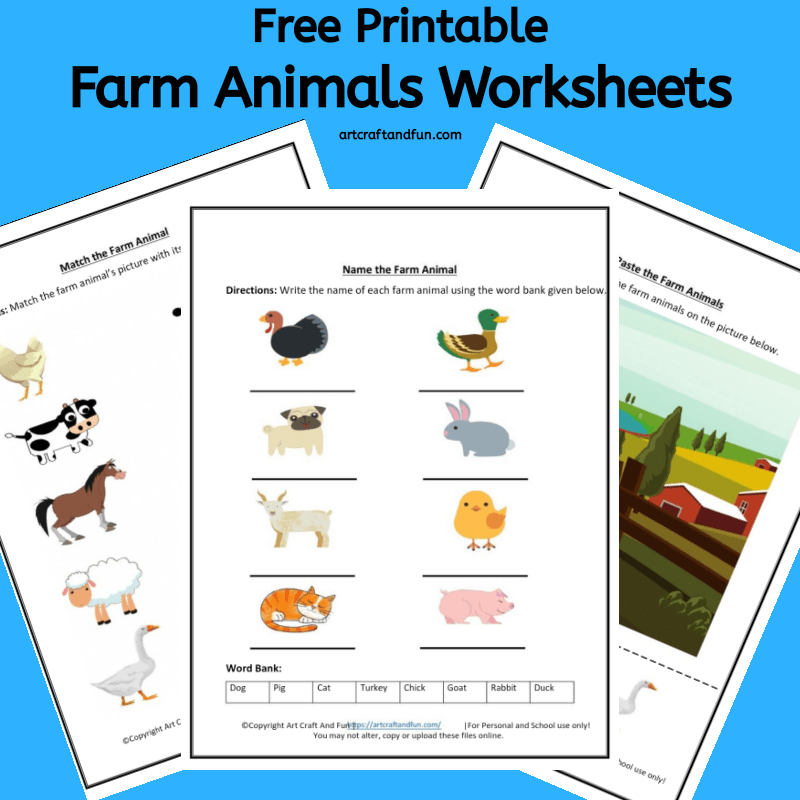 Free Printable Farm Animals Worksheets For Kindergartners and Pre-Schoolers