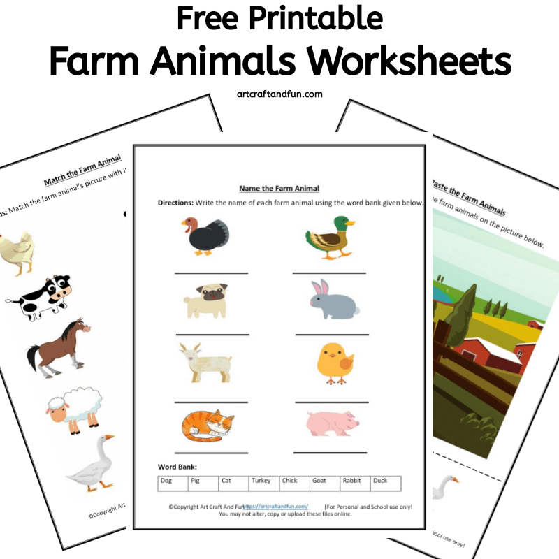 Free Printable Farm Animals Worksheets For Kindergartners and Pre-Schoolers