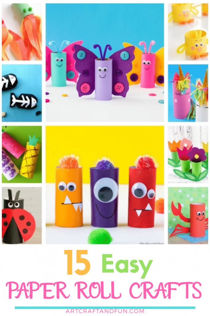 Enjoy this amazing list of 15 Easy Toilet Paper Roll Crafts For Kids. These fun and colorful crafts are perfect for Preschoolers. #paperrollcraft #paperrollcraftsforpreschool #toiletpaperrollcraftsforkids