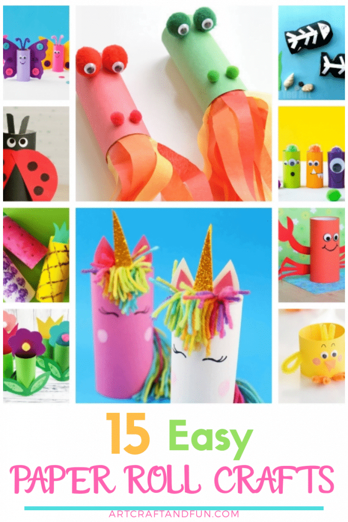 Enjoy this amazing list of 15 Easy Toilet Paper Roll Crafts For Kids. These fun and colorful crafts are perfect for Preschoolers. #paperrollcraft #paperrollcraftsforpreschool #toiletpaperrollcraftsforkids