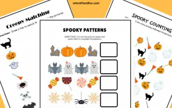 Grab this pack of FREE Spooky Halloween Worksheets for your kids today! These colorful and easy worksheets are perfect for preschoolers. #freeworksheets #freeprintables #halloweenworksheets #freehalloweenworksheets