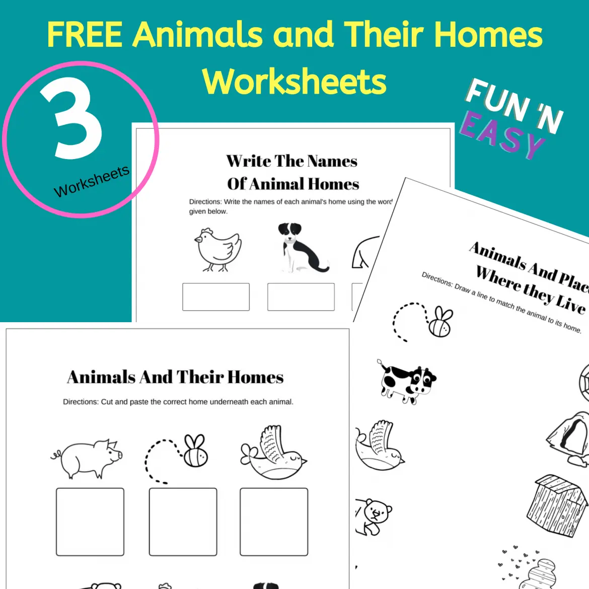 Free Printable Animals And Their Homes Worksheets
