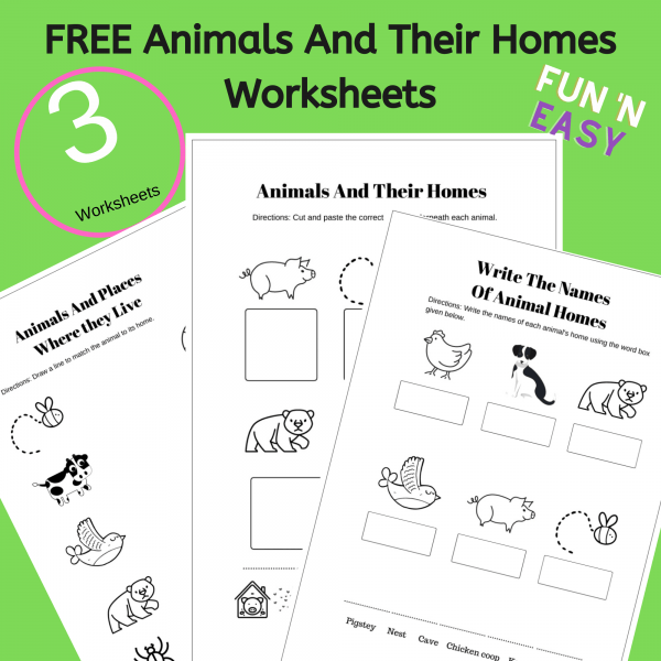 Free Printable Animals And Their Homes Worksheets