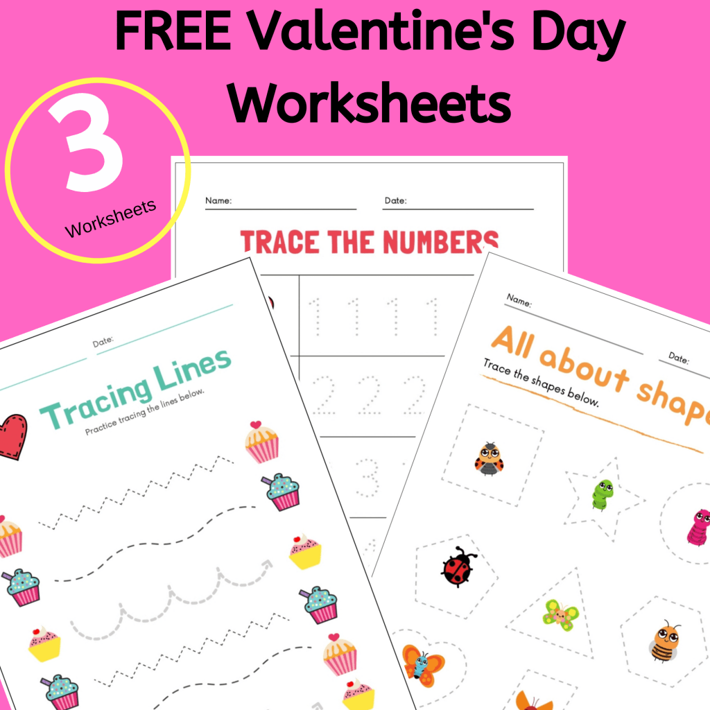 Get 3 Free Printable Valentine Day Worksheets for Preschool