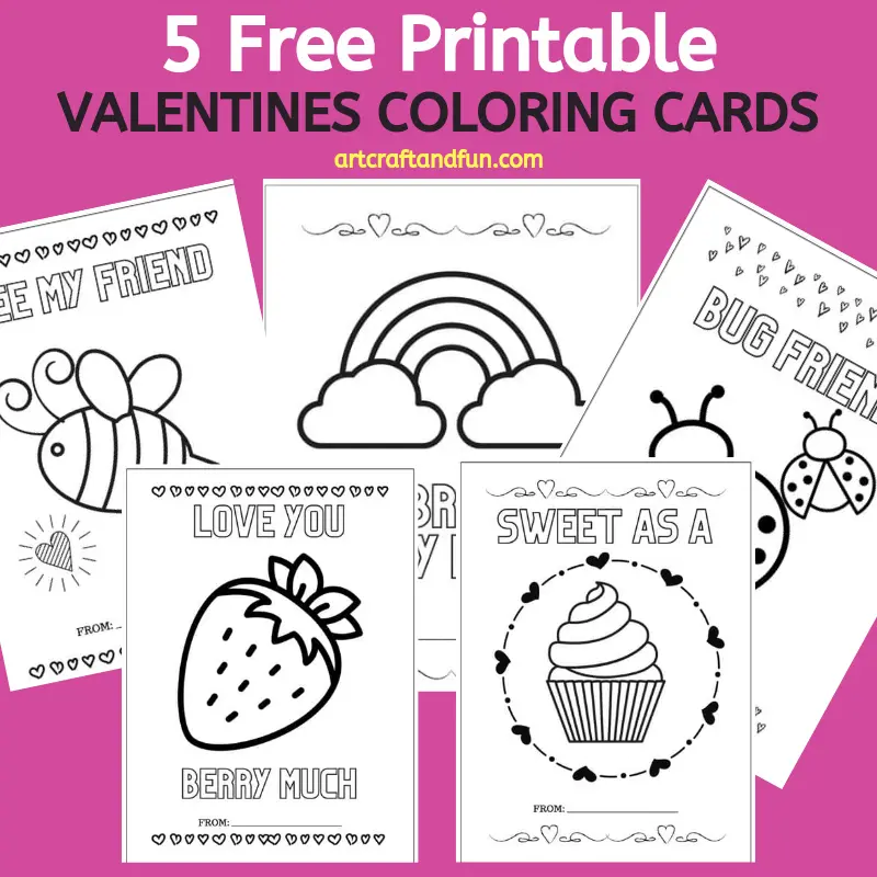 Grab 5 Free Printable Valentines Coloring Cards for your kids today! These adorable Valentine's day Cards for kids are perfect for everyone.